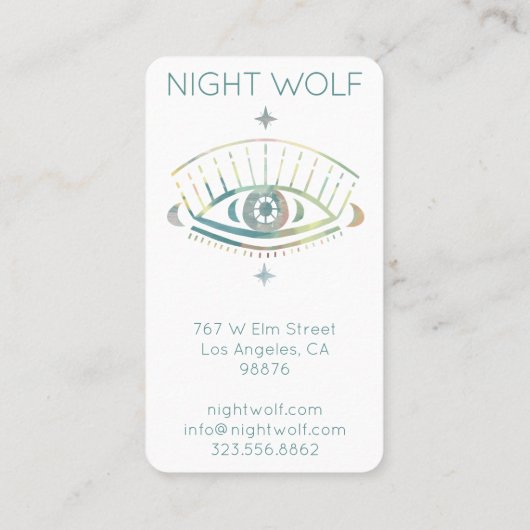 神秘的な目のバラつる植物マジカルボホカラフル 名刺 (裏面)