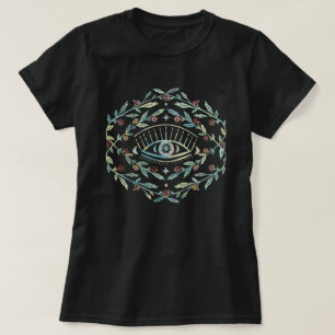 神秘的な目のバラつる植物マジカルボホカラフル Tシャツ