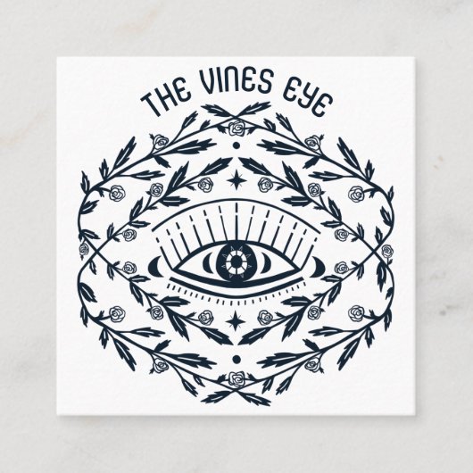 神秘的な目のバラつる植物マジカルボホシック スクエア名刺 (正面)