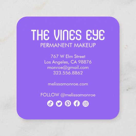 神秘的な目のバラつる植物マジカルボホ スクエア名刺 (裏面)