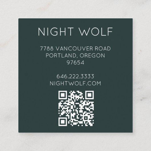 神秘的な目のバラつる植物マジカルボホQRコード スクエア名刺 (裏面)