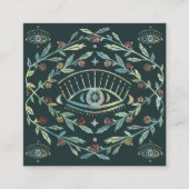 神秘的な目のバラつる植物マジカルボホQRコード スクエア名刺 (正面)