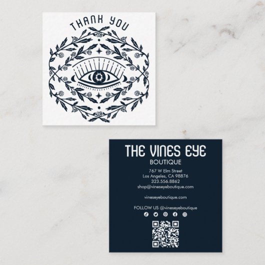 神秘的な目のバラマジカルボホQRソーシャル感謝してい スクエア名刺 (正面/裏面)