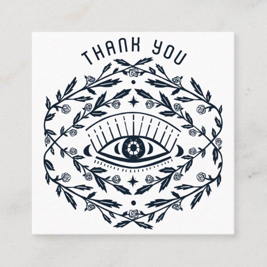 神秘的な目のバラマジカルボホQRソーシャル感謝してい スクエア名刺 (正面)