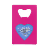 神秘的な目のフローラハート クレジットカード栓抜き (正面)