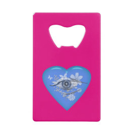 神秘的な目のフローラハート クレジットカード栓抜き