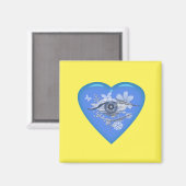 神秘的な目のフローラハート マグネット (正面/裏面)