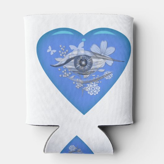 神秘的な目のフローラハート 缶クーラー (裏面)