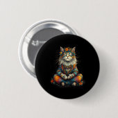 神秘的な瞑想猫 - ボヘミアン・禅アート - ヨガ 缶バッジ (正面&裏面)