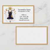 神秘的な禅ヨガ瞑想黒い金ゴールドムーンフェイズ 名刺 (正面/裏面)