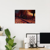 神秘的な秋の夕べ鉄道の葉 ポスター (ホームオフィス)