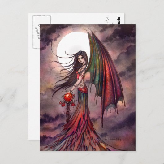 神秘的な秋ヴァンパイアハロウィンフェアリーファンタジーアート ポストカード (正面/裏面)