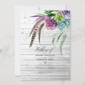 神秘的な素朴ボホ多肉植物結婚の 招待状 (正面)