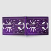 神秘的な紫と銀の太陽月婚礼 ゲストブック (全面)