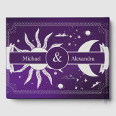 神秘的な紫と銀の太陽月婚礼 ゲストブック (裏面)