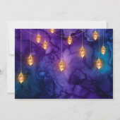 神秘的な紫の夜のランタン ボケ 保存日 招待状 (裏面)