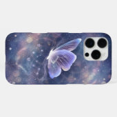 神秘的な紫の蝶と宇宙の星雲 iPhoneケース (裏面横)