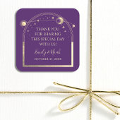 神秘的な紫の金ゴールド太陽の月の結婚星 スクエアシール