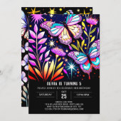 神秘的な紫色のオンラインバタフライ誕生日 招待状 (正面/裏面)