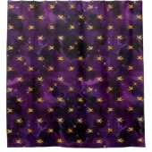 神秘的な紫色の夜の金ゴールドペガソシャワーカーテン シャワーカーテン (正面)