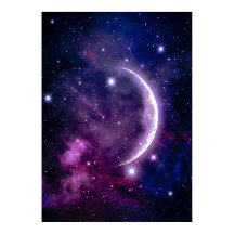 神秘的な紫色の宇宙の三日月星雲