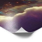 神秘的な紫色の未来的なファンタジーシティ フォトプリント (角)