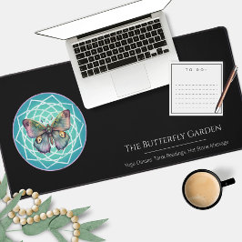 神秘的な紫色の蝶マンダラタロット読ズ デスクマット