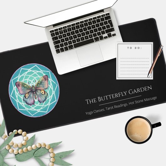 神秘的な紫色の蝶マンダラタロット読ズ デスクマット