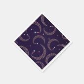神秘的な紫色の金ゴールドフィリグリー月の天空パーティー スタンダードカクテルナプキン (角)