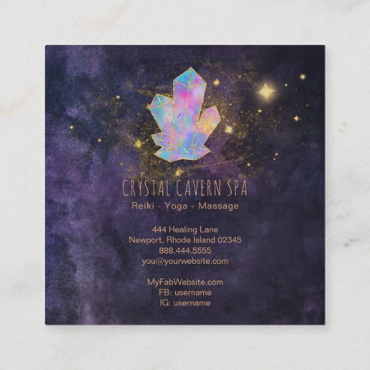 *~*神秘的な結晶金ゴールドグリッター星と星塵 スクエア名刺 (裏面)