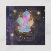 *~*神秘的な結晶金ゴールドグリッター星と星塵 スクエア名刺 (正面)