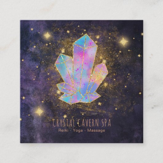 *~*神秘的な結晶金ゴールドグリッター星と星塵 スクエア名刺 (正面)