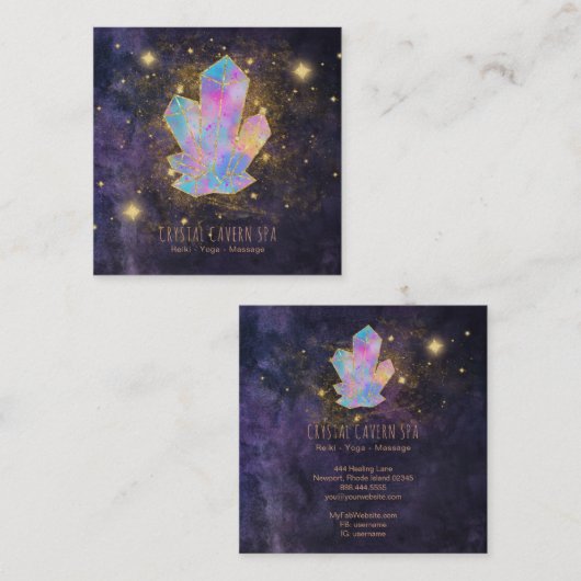 *~*神秘的な結晶金ゴールドグリッター星と星塵 スクエア名刺 (正面/裏面)