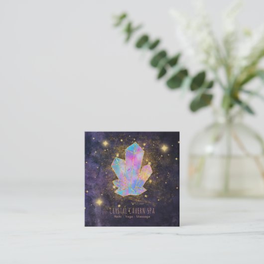 *~*神秘的な結晶金ゴールドグリッター星と星塵 スクエア名刺 (スタンド正面)