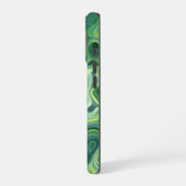 神秘的な緑の抽象芸術渦巻き iPhone 16ケース (左側面)