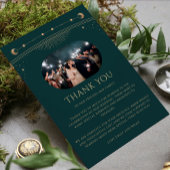 神秘的な緑の金ゴールド太陽の月の星の写真結婚の サンキューカード