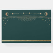 神秘的な緑の金ゴールド太陽ムーンスターズ結婚ズ ゲストブック (裏面)