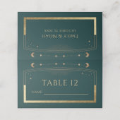 神秘的な緑の金ゴールド太陽ムーンスターズ結婚ズ プレイスカード (外部開封)