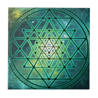 神秘的な緑のSri Yantra タイル