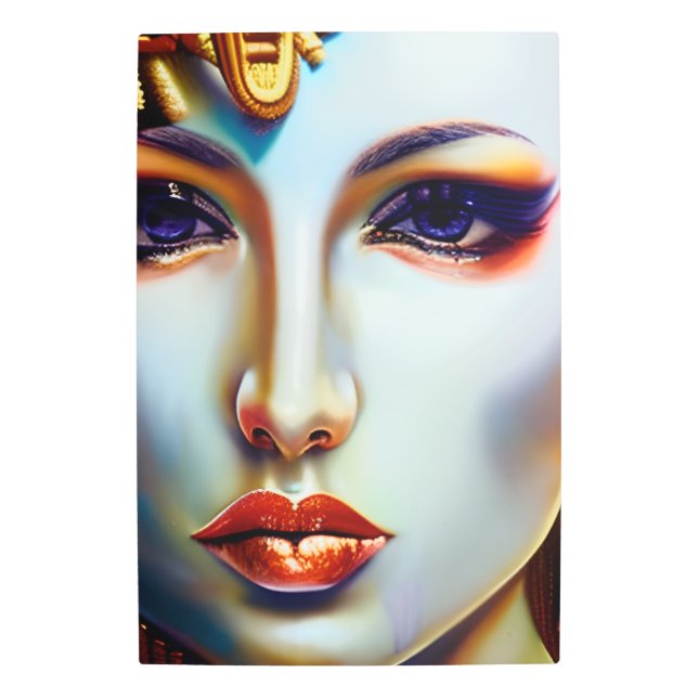 神秘的な美しいゴールデンクイーン メタルプリント (正面)