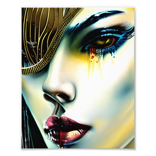 神秘的な美しいゴールデンヴァンパイア女神 フォトプリント            (正面)