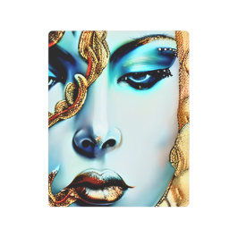 神秘的な美しいゴールデン女神アイアート メタルプリント