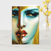 神秘的な美しいゴールデン女神 カード (黄色い花)