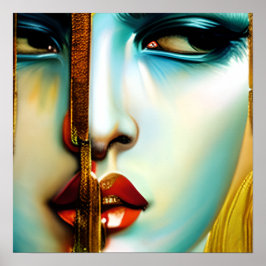 神秘的な美しいゴールデン女神 ポスター