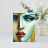 神秘的な美しいゴールデン女神 ポストカード (スタンド正面)