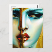 神秘的な美しいゴールデン女神 ポストカード (正面/裏面)