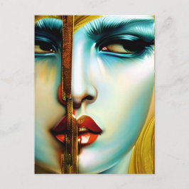 神秘的な美しいゴールデン女神 ポストカード