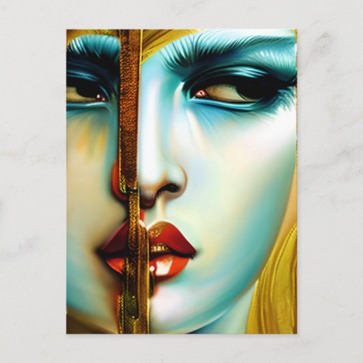 神秘的な美しいゴールデン女神 ポストカード (正面)