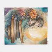 神秘的な美しい女素晴らし本 フリースブランケット (正面(横))