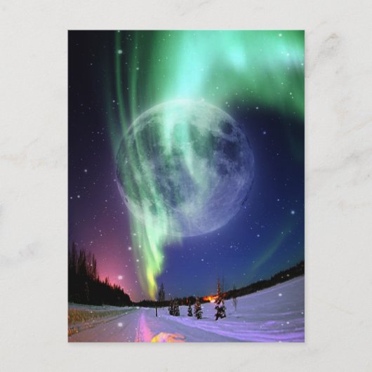 神秘的な美しい明るい大きなフルブルーの月 ポストカード (正面)